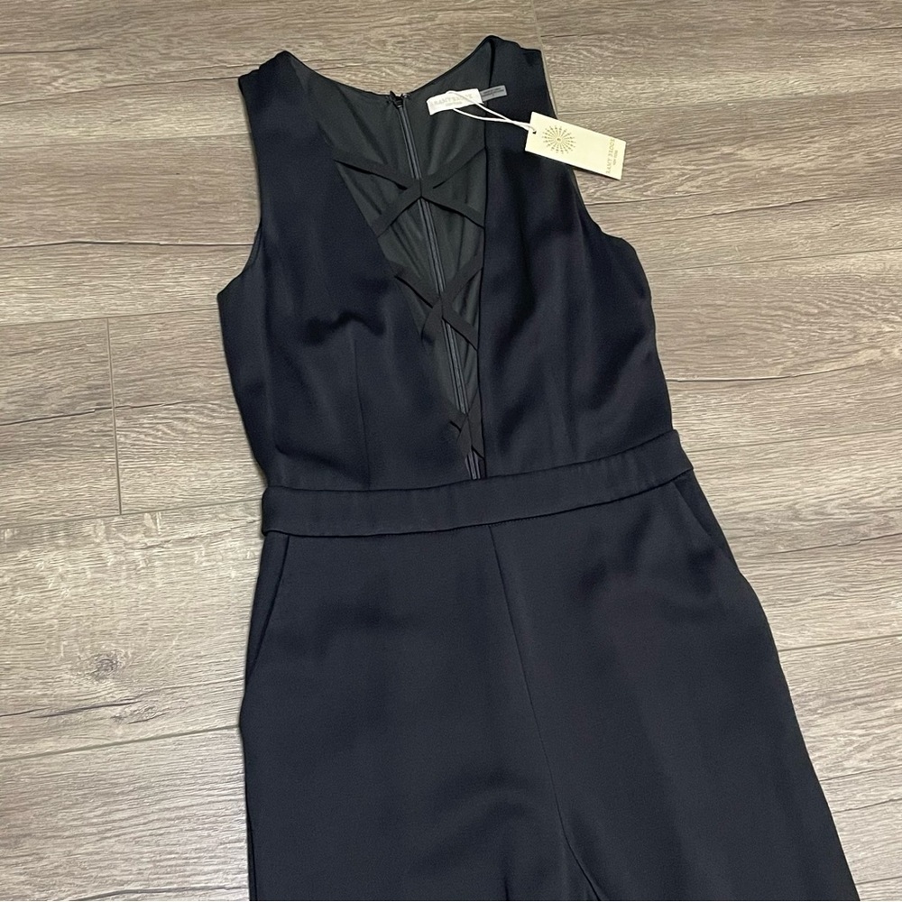 RAMY BROOK Otto Cutout Flare Jumpsuit Black Sleeveless Pockets NWT $545. - Picture 4 of 9